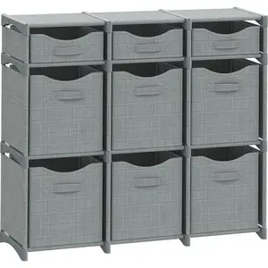 Cube Storage Organizer with 9 Storage Bins Included – Storage Cubes for  Organization,  Storage, Office Storage, Living Room Storage, and General Storage Solution (Grey)