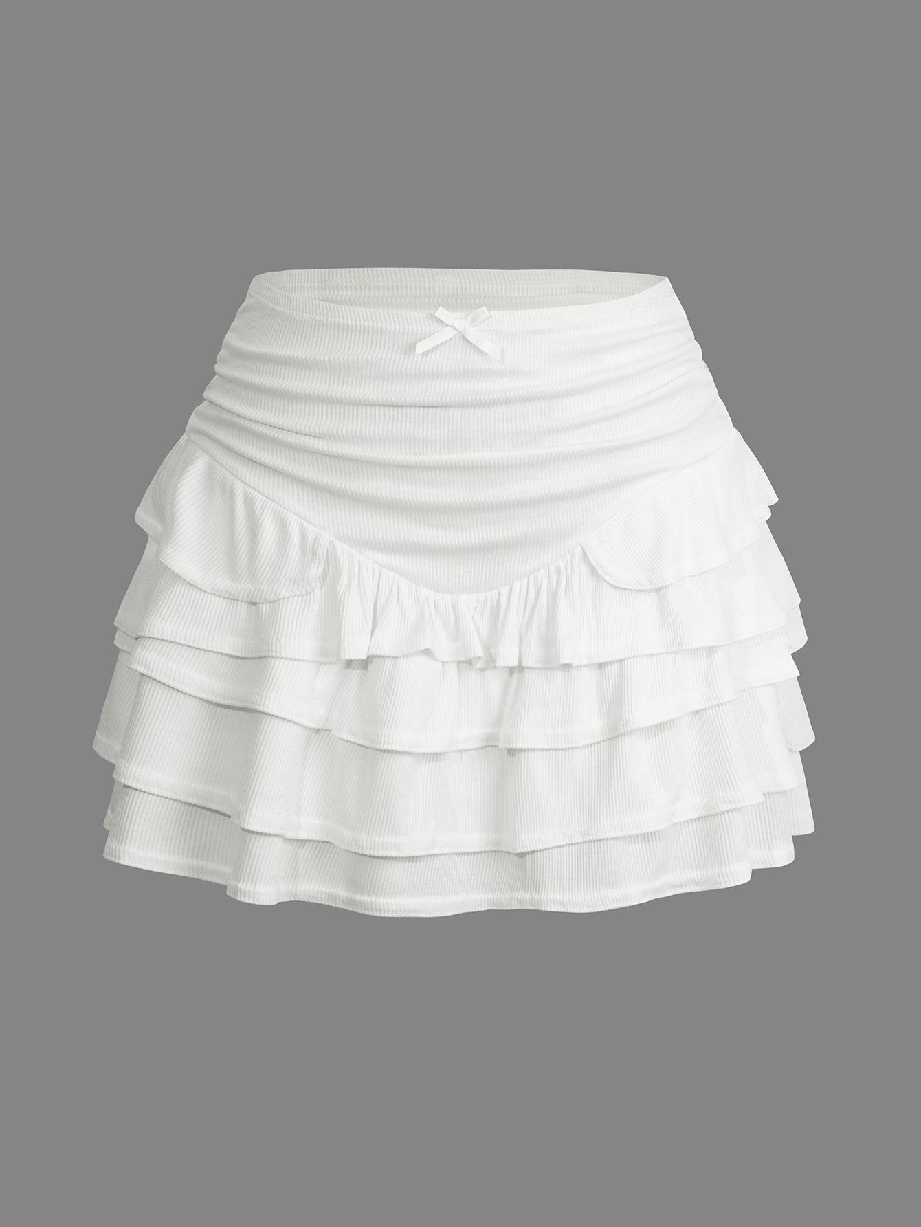 Spring and Summer Y2K Sexy Casual Ruffle High Waist Bow Half Skirt Mini Skirt