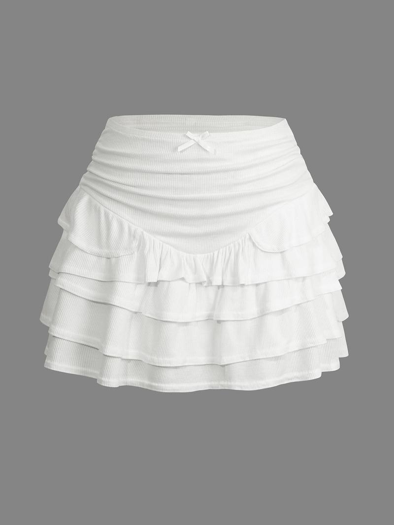 Spring and Summer Y2K Sexy Casual Ruffle High Waist Bow Half Skirt Mini Skirt