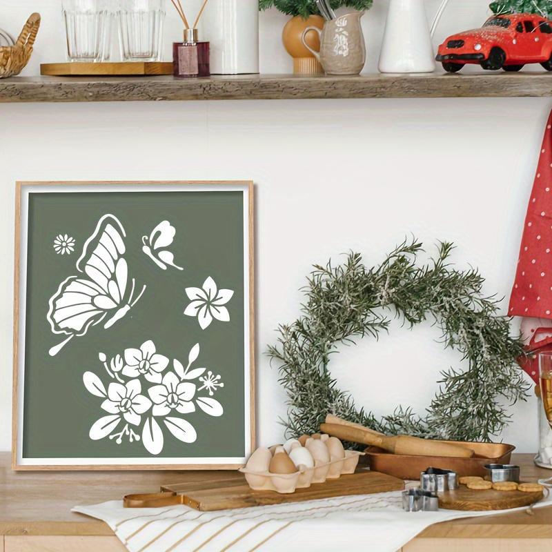Flower & Bee & Butterfly Pattern Wooden Painting Stencil, 9 Counts/set Reusable DIY Painting Stencil, DIY Craft Stencil, Craft Kits for Wooden Wall Canvas Home Decor