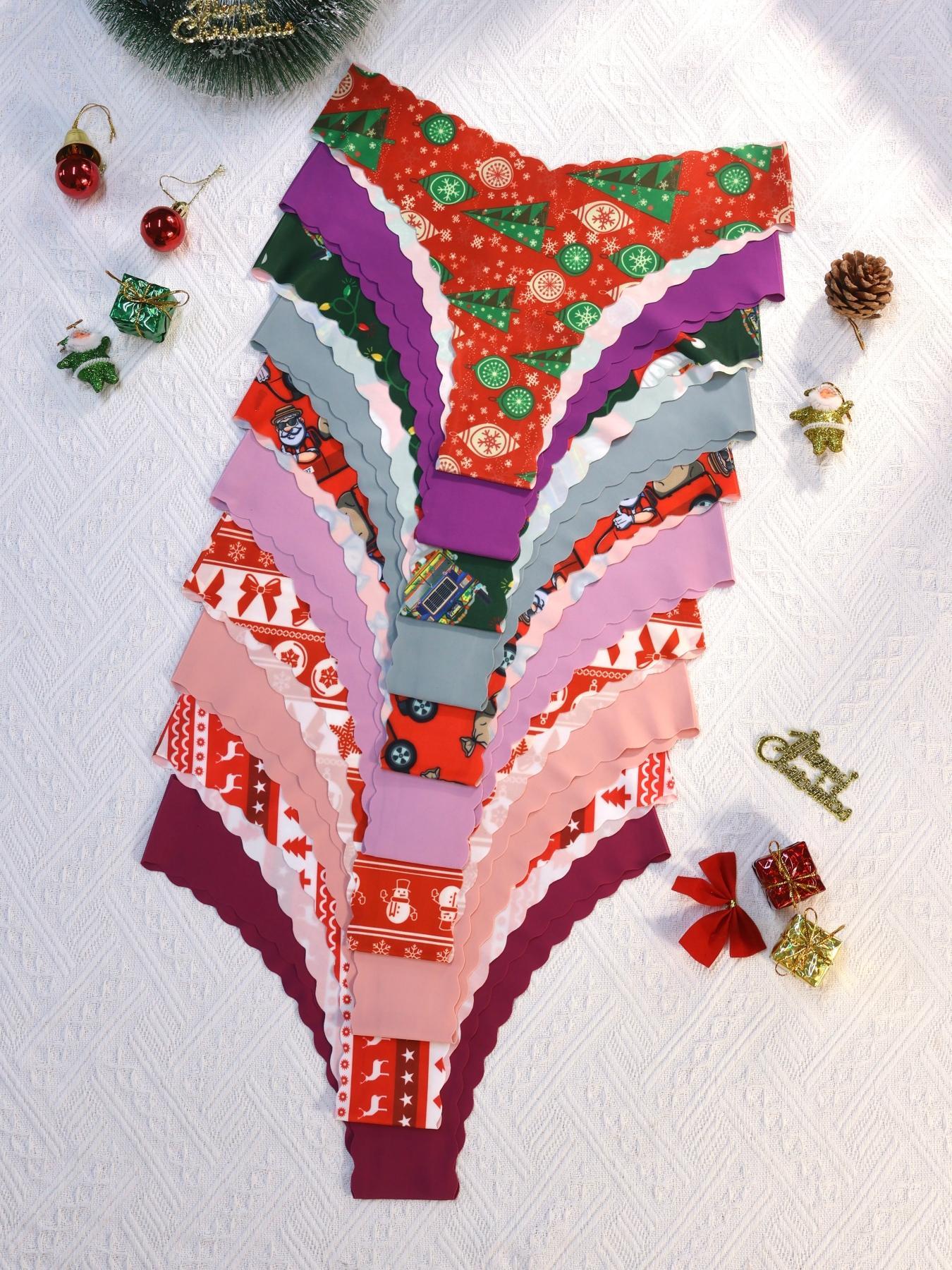 Women's Seamless Scallop Trim Underwear Set, Comfortable Breathable Antibacterial Panties, Fitted Casual Style for All Seasons