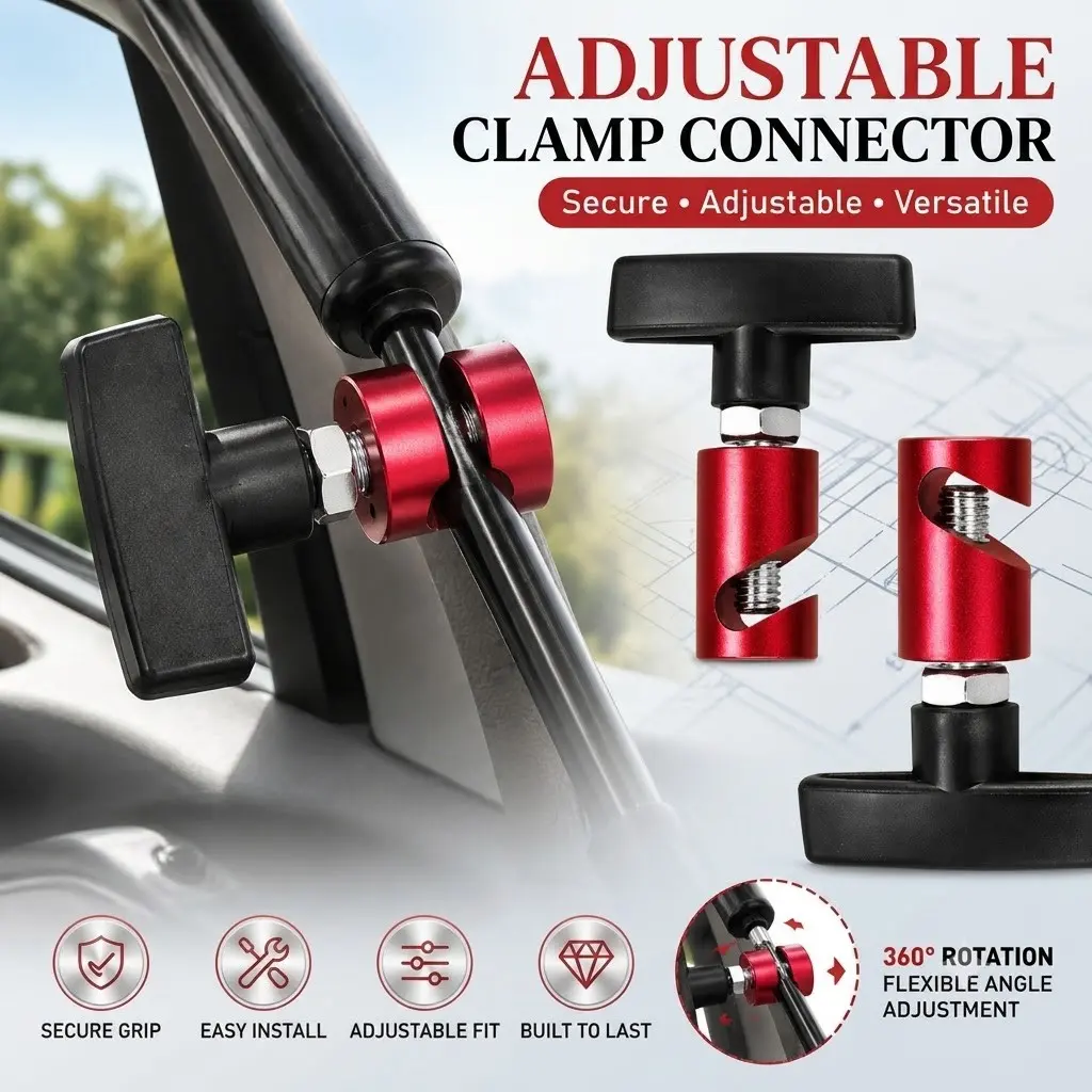Universal Car Hood Support Rod Fixing Clamp - Anti-Loosening Lift Support Strut Clamp for Tailgate & Trunk, Premium Aluminum Alloy