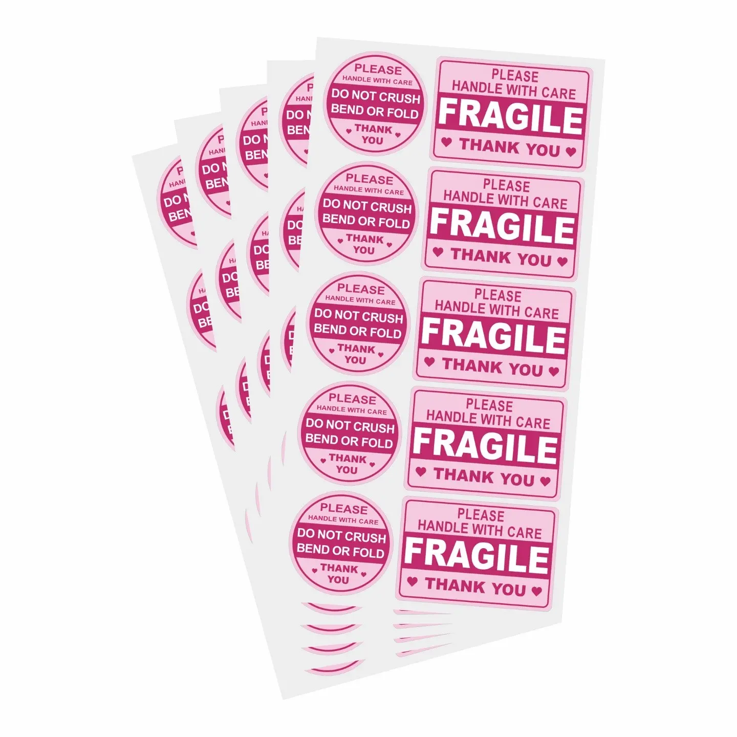 1000 Pcs Fragile Label Sticker, 100pcs/pack Round & Rectangle, Self Adhesive, High Adhesion for Mail, Boxes, Trays, Packaging Supplies, Sticky Labels
