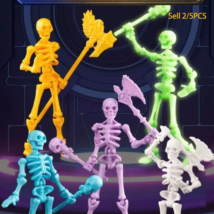 2PCS/5PCS Stereoscopic Skeleton Model Assembly Toy, Multi Joint Movable Doll, Puzzle Assembly Block Man Trick Toy, Skeleton Joint Doll Ornament, Halloween Gift for Kids & Adults, Model Building Kits, Diy Model Kit