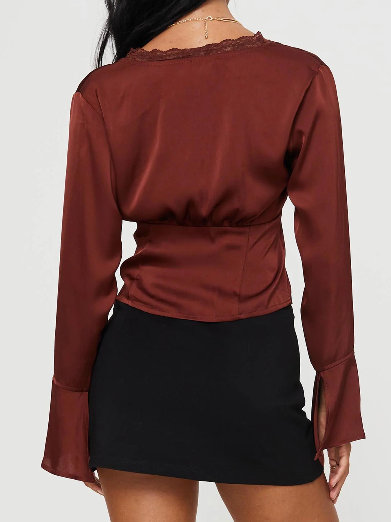 Women's Long Sleeve Blouse, Elegant Casual Top for Spring & Fall, Women's Clothing for Daily Wear