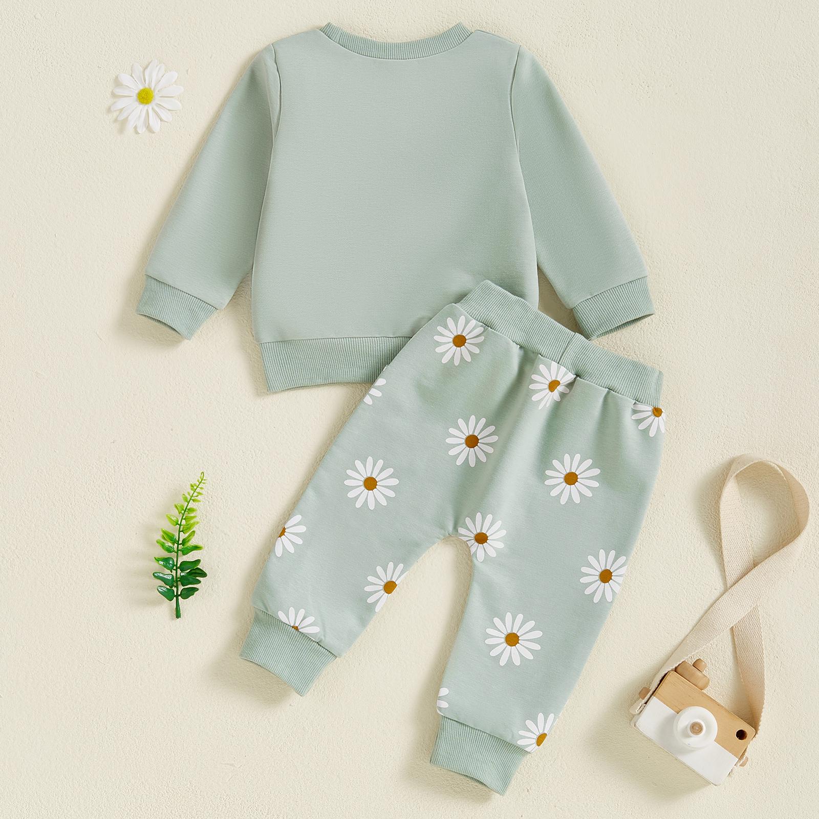 Mamas Girl Outfits Toddler Baby Girl Daisy Clothes Long Sleeve Sweatshirt Jumper Joggers Trouser Girls Fall Tracksuit