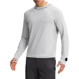 Pioneer Camp Men's UPF 50+ Sun Hoodie Shirt Long Sleeve Quick Dry Rash Guard Thumb Holes Watch Window Fishing Hiking Golf