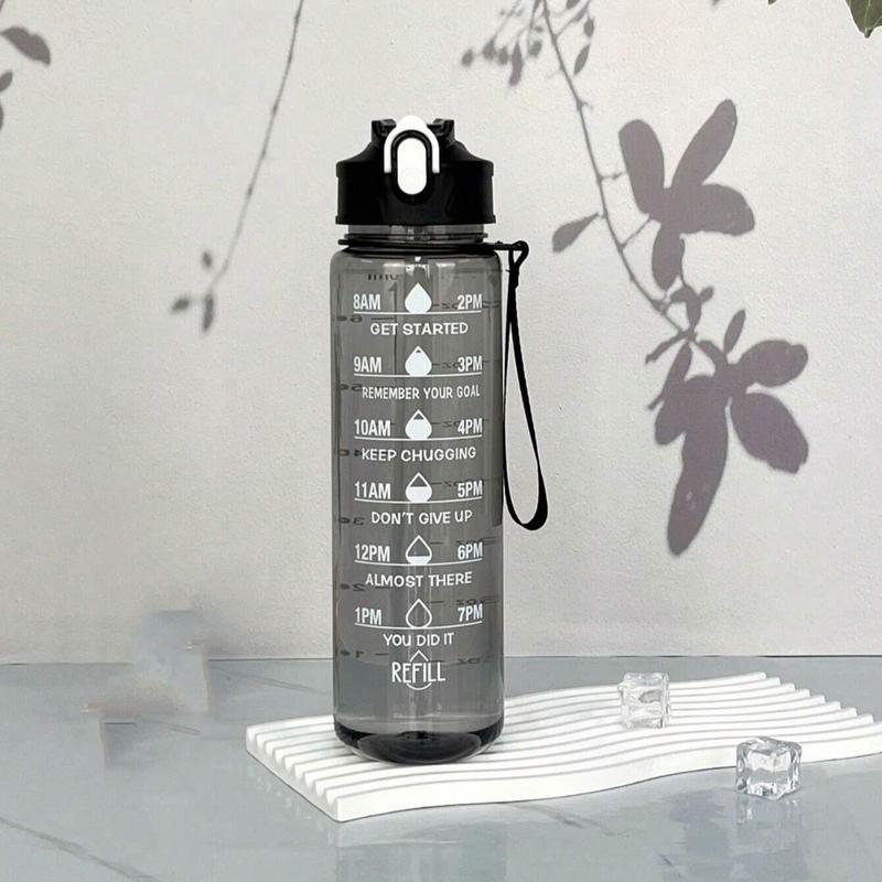 Time Marked Water Cup, Outdoor Sports Clear Water Bottle with Straw, Medium Size Transparent Drinking Cup for Hydration, Portable Sports Bottle