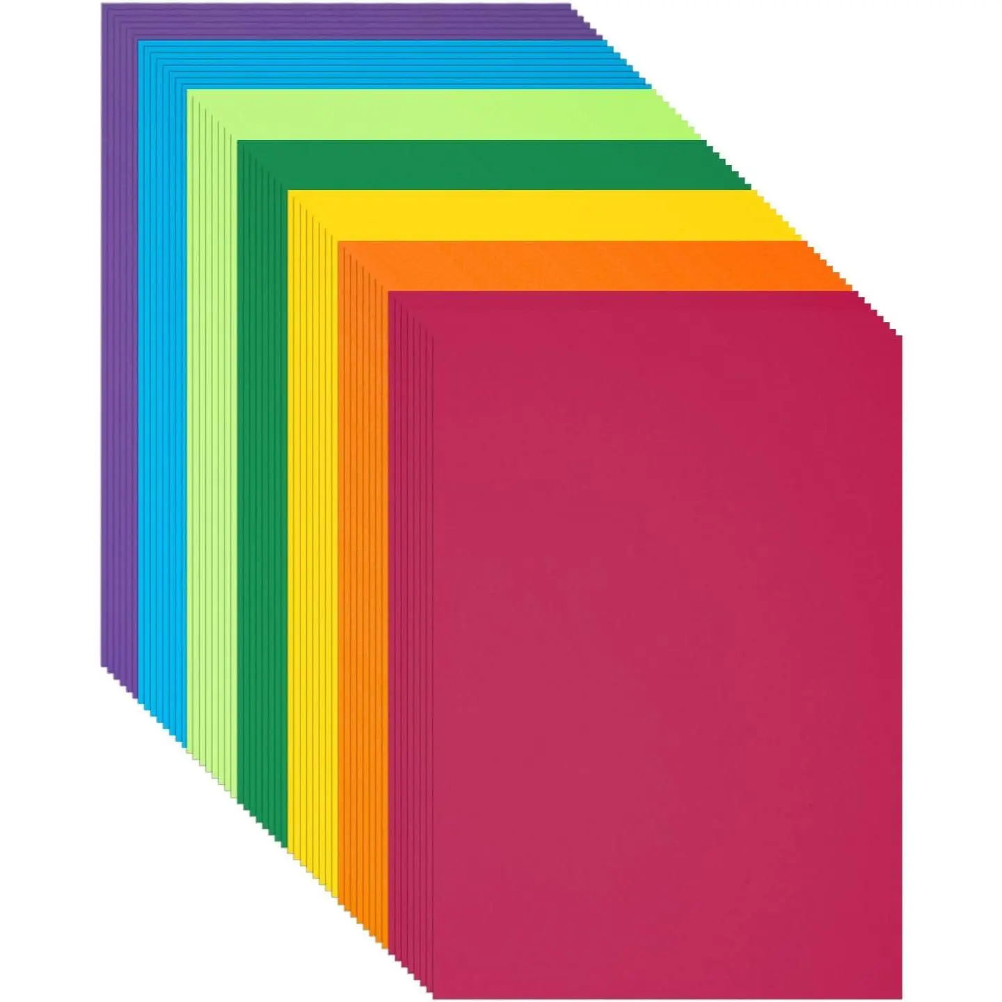 8.5x11 in 178GSM 65LB Heavyweight Construction Paper 70 Sheets 7 Assorted Classic Rainbow Colors Bulk Art Craft Supplies for School Classroom