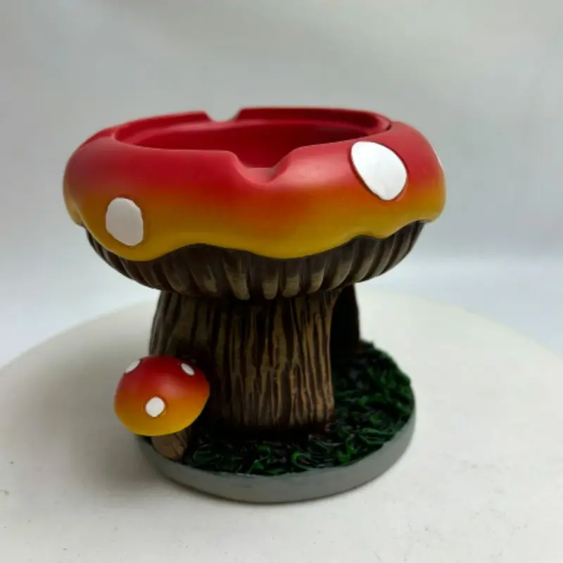Cute Resin Mushroom Ashtray, Creative Desktop Decor Figurine, Mini Simulation Plant Ornament, Indoor Tabletop Storage Holder, Home Garden Decor Gift for Smokers, Decorative Ornaments