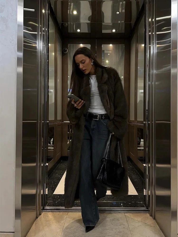 VVZ Two Toned Faux Fur Trench Coat - Elegant Stylish Design with Modern Look & Faux Fur Material for Versatile Wear