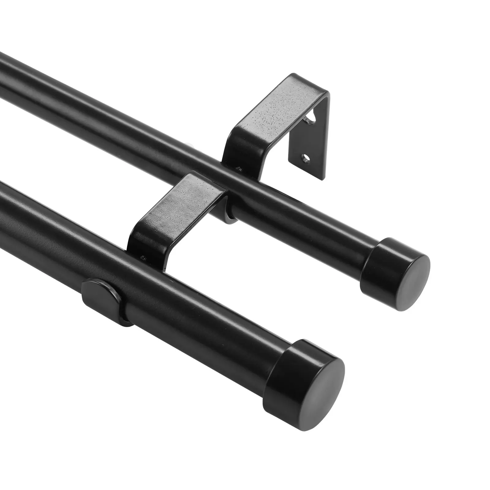 【DealsForYouDays】VEVOR 1 Inch Double Curtain Rods 74 to 144 Inches(6-12ft), Drapery Rods for Windows 69 to 140 Inches, Telescoping Dual Curtain Rod with Round Finials, Black