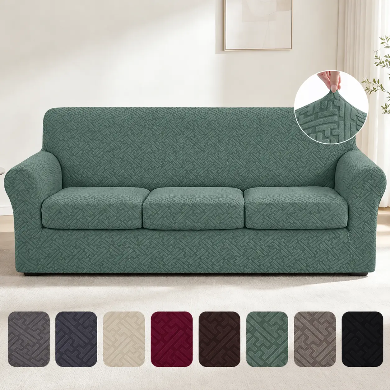 Lavishcover High Elasticity Anti-Slip Separate Cushion Sofa Slipcover, Couch Cover for Sofa, Washable Fit for Armchair, Loveseat and 3-Seater Furniture