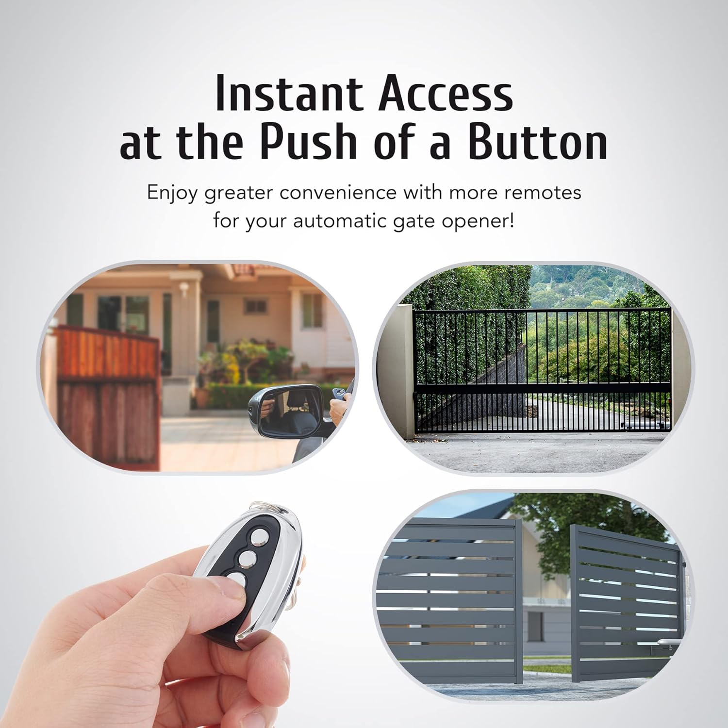 Remote Control for Automatic Gate Openers, Electric  Gate Opener with 100 Foot Range and Auto Close for Sliding Gates, Driveway Gate Opener Closer Accessory,   Lock  Key