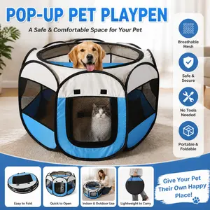 Foldable Cat Cage Pet Fence Dog House Tent Cat Bed Cat Maternity Octagonal Cage