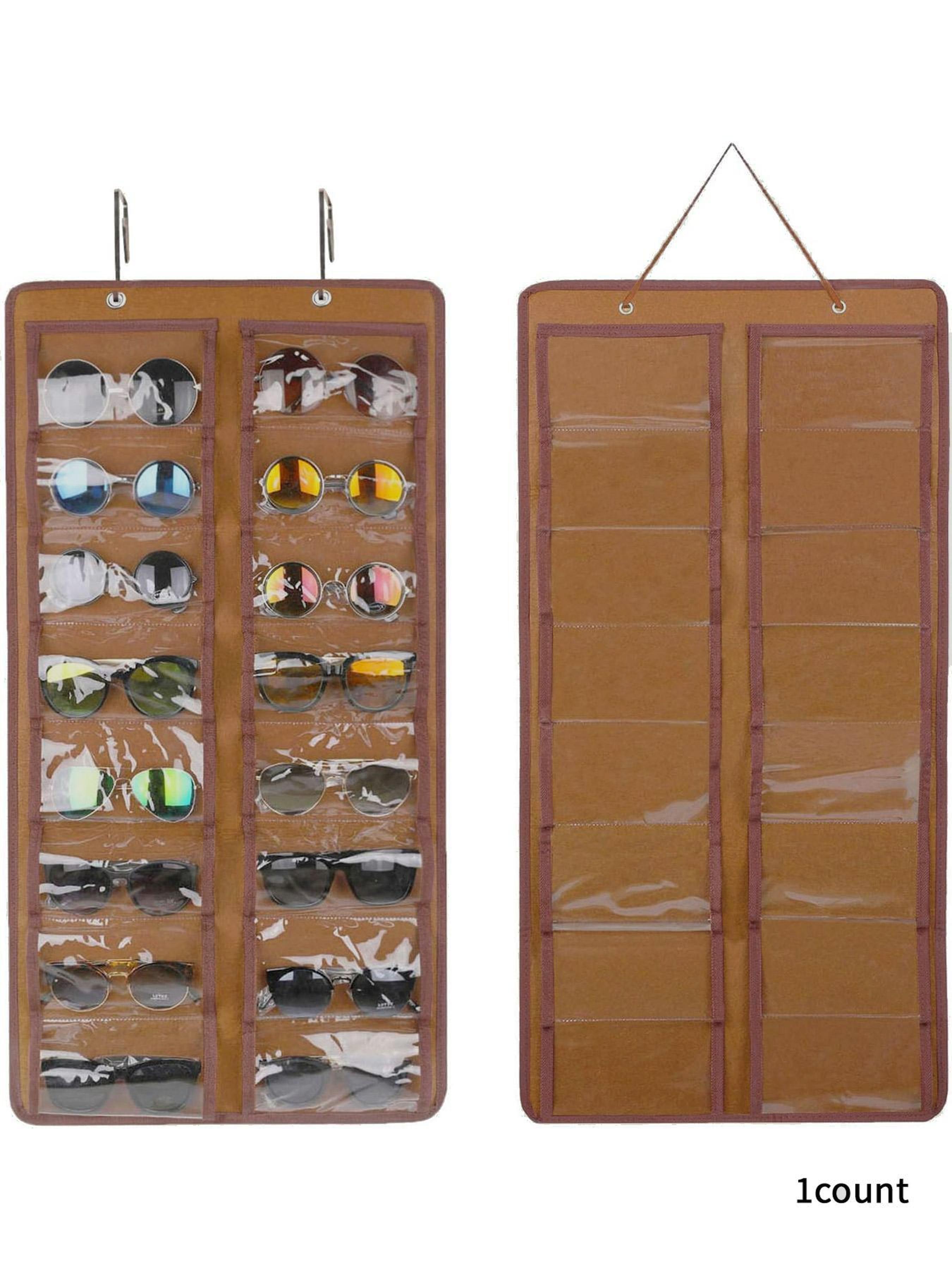 Dustproof Sunglasses Organiser, Wall Mounted Sunglasses Organiser, 16 Compartment Glasses Organiser, Space Saving Storage (Pouch Only)