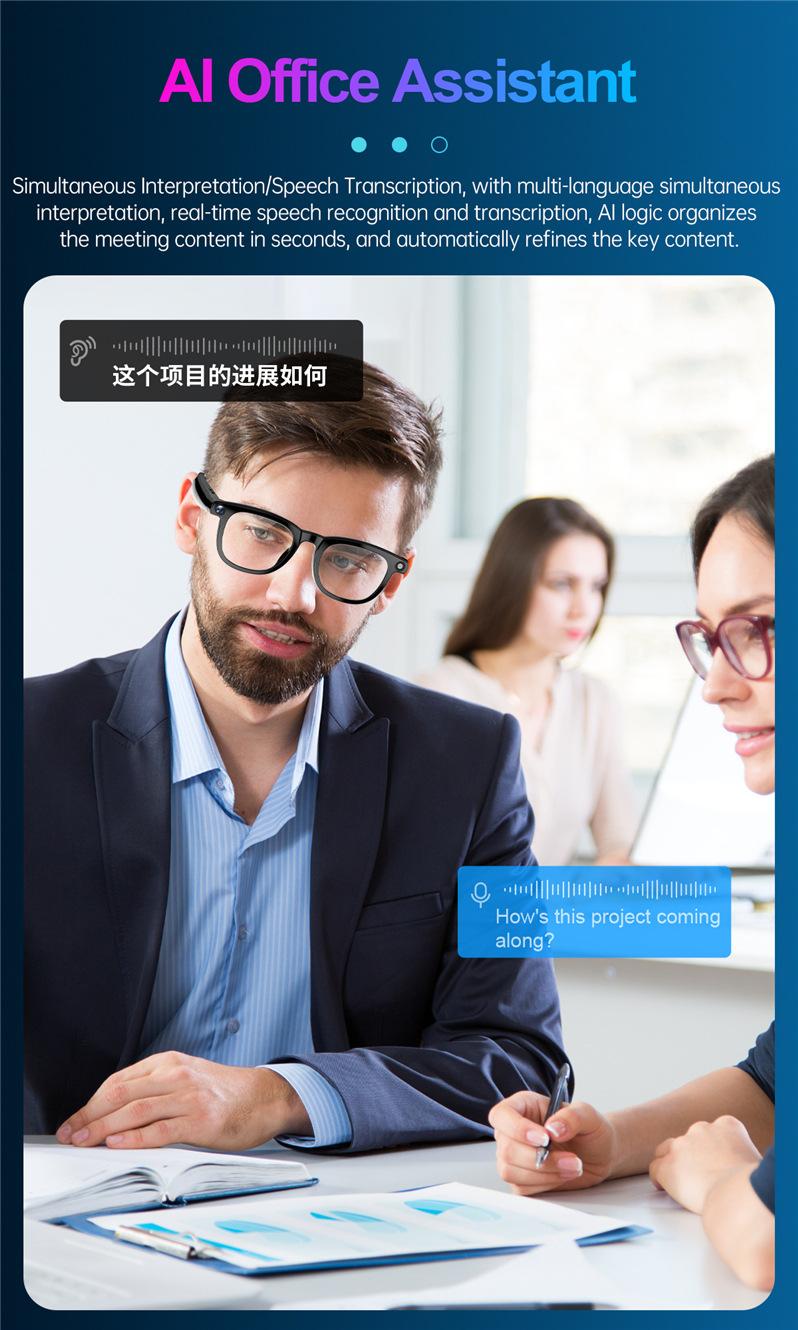 JS-01 Pro Smart Glasses Bluetooth Call Camera Video Recording with Black Tech Notification Wholesale