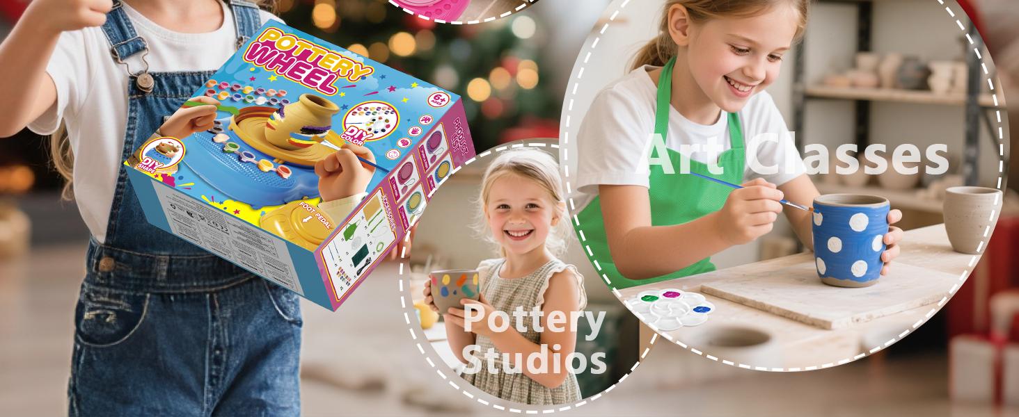 Pottery Wheel for Kids with Clay Kit - , Complete Pottery Kit with Air Dry Clay and Painting Tools, Easter Christmas Birthday Gift for Boys Girls