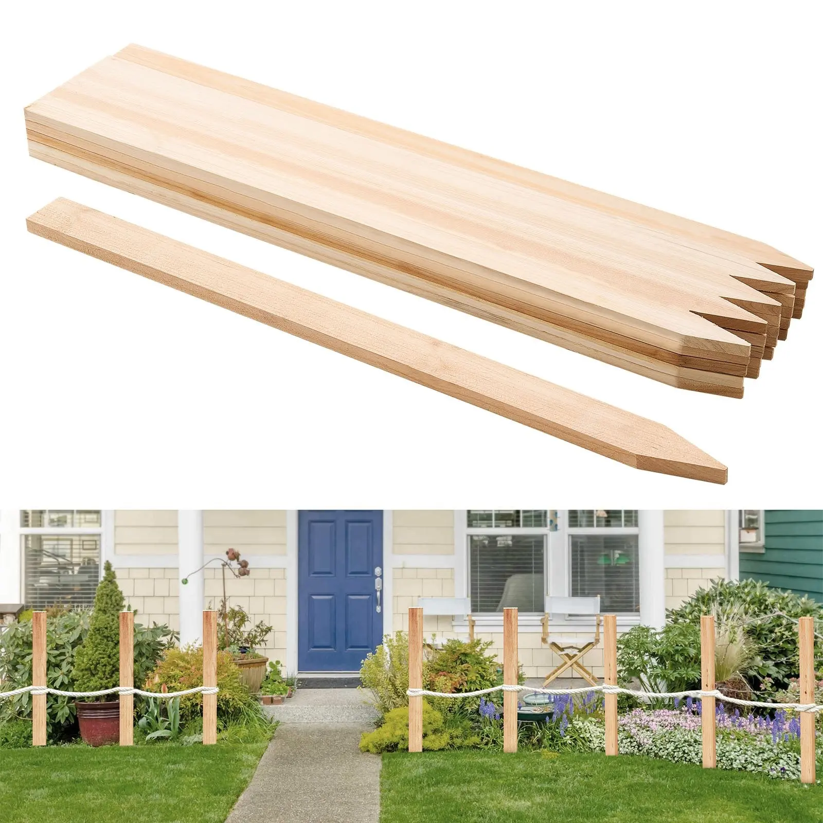Wooden Garden Stakes Set, 25-Piece, 36 X 0.5 X 1.5 In Survey Grade Ground Stakes, Fir Wood Plant Support Stakes With Sharp Points, Sign Posts For Silt Fence, Backyard Boundaries And Baselines