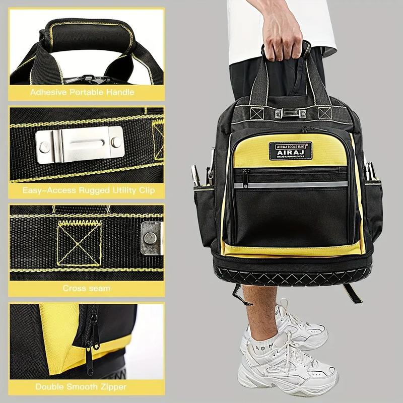 Tool Backpack with Waterproof Base, Durable Multi-functional Pocket for Electrician and Industrial and Construction Work, Tool Organizer, Tool Bag