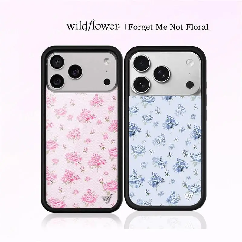 Wildflower ins Forget Me Not Floral Pink Phone Case for iPhone 17 16 15 14 13 12 Pro Max Plus WF Flower shockproof Back Cover