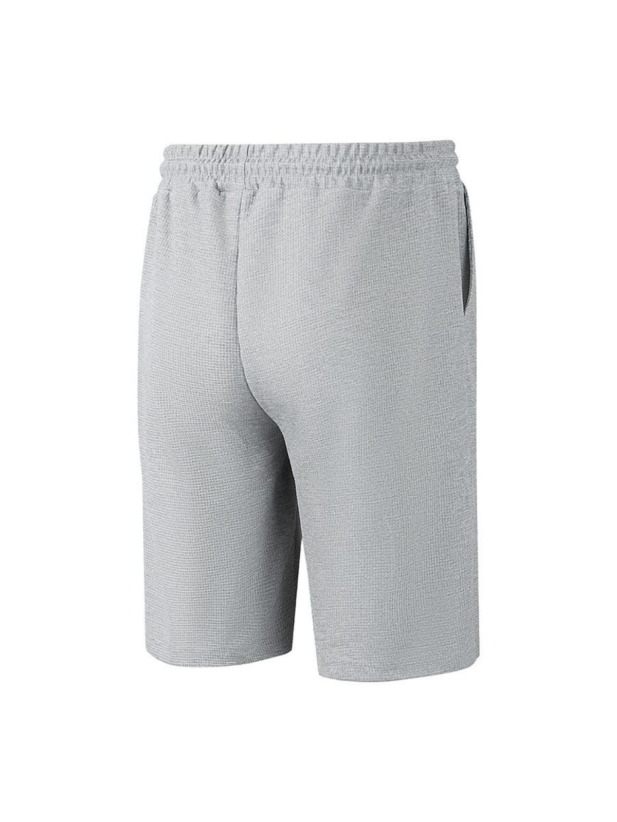 Men's Waffle Knit Shorts Elastic Waist Drawstring Knee Length Shorts With Pockets Waffle Knit Solid Color Breathable Lightweight Soft Comfortable Durable Stretch For Summer Outdoor Sports Casual Daily Wear