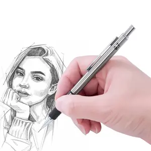 Metal Mechanical Pencil Set, 0.7mm Non-Slip Soft Grip, Includes 1 Pencil, 2 Leads, 1 Eraser, Ideal for Students, Art, Sketching, Office Supplies