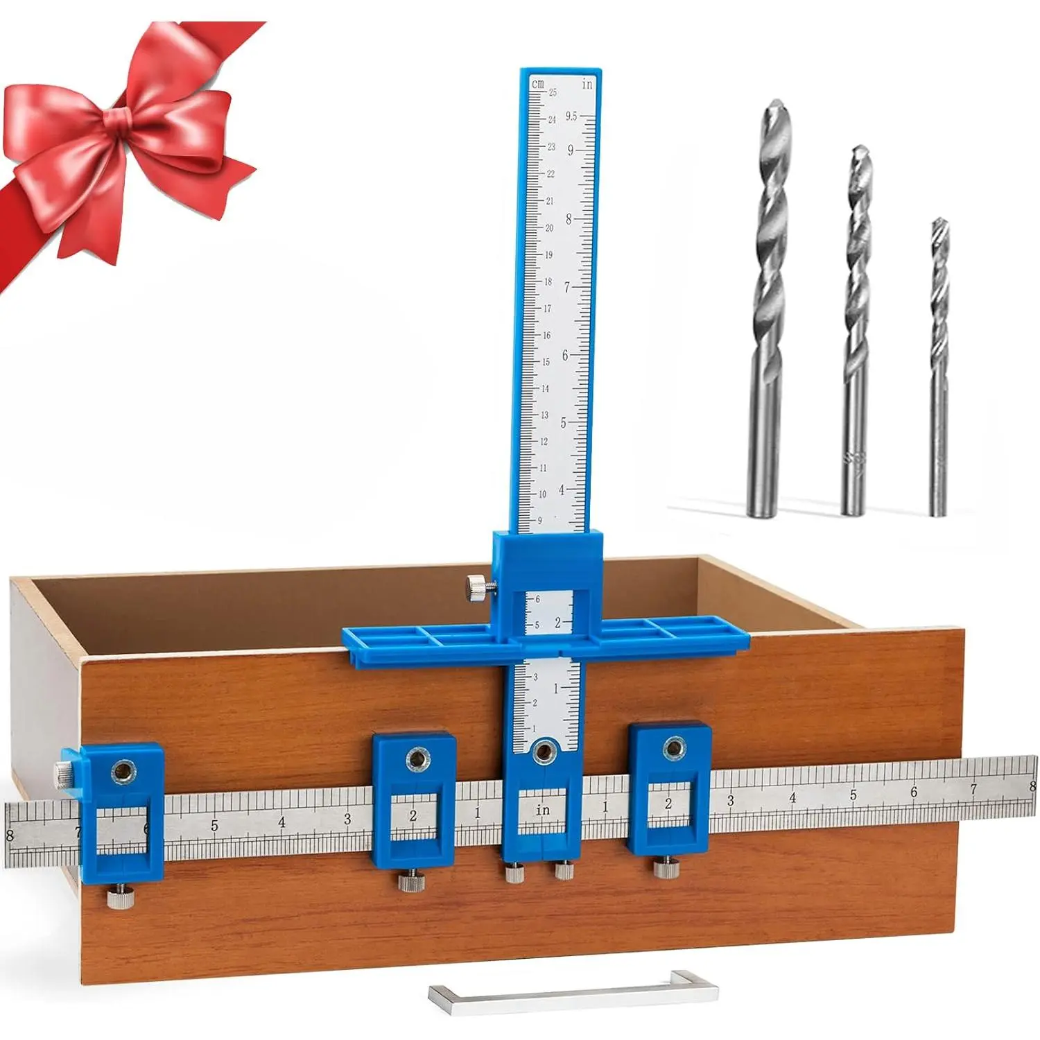 Cabinet Hardware Drilling Jig Kit - ABS Solid Anti-Corrosion Wood Locator with Precise Scale, Detachable Drill Guides, Portable Design, Storage Bag for Drawer/Door Handle/Knob Installation, Cabinet Makers, Woodworking Projects, DIY Handcrafts, Solid Mater