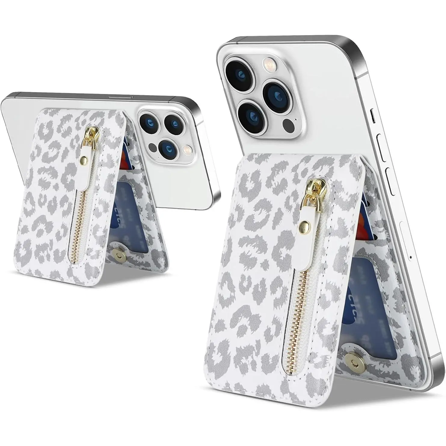 Magnetic Magsafe-Compatible Mobile Phone Holder Wallet for iPhone, White