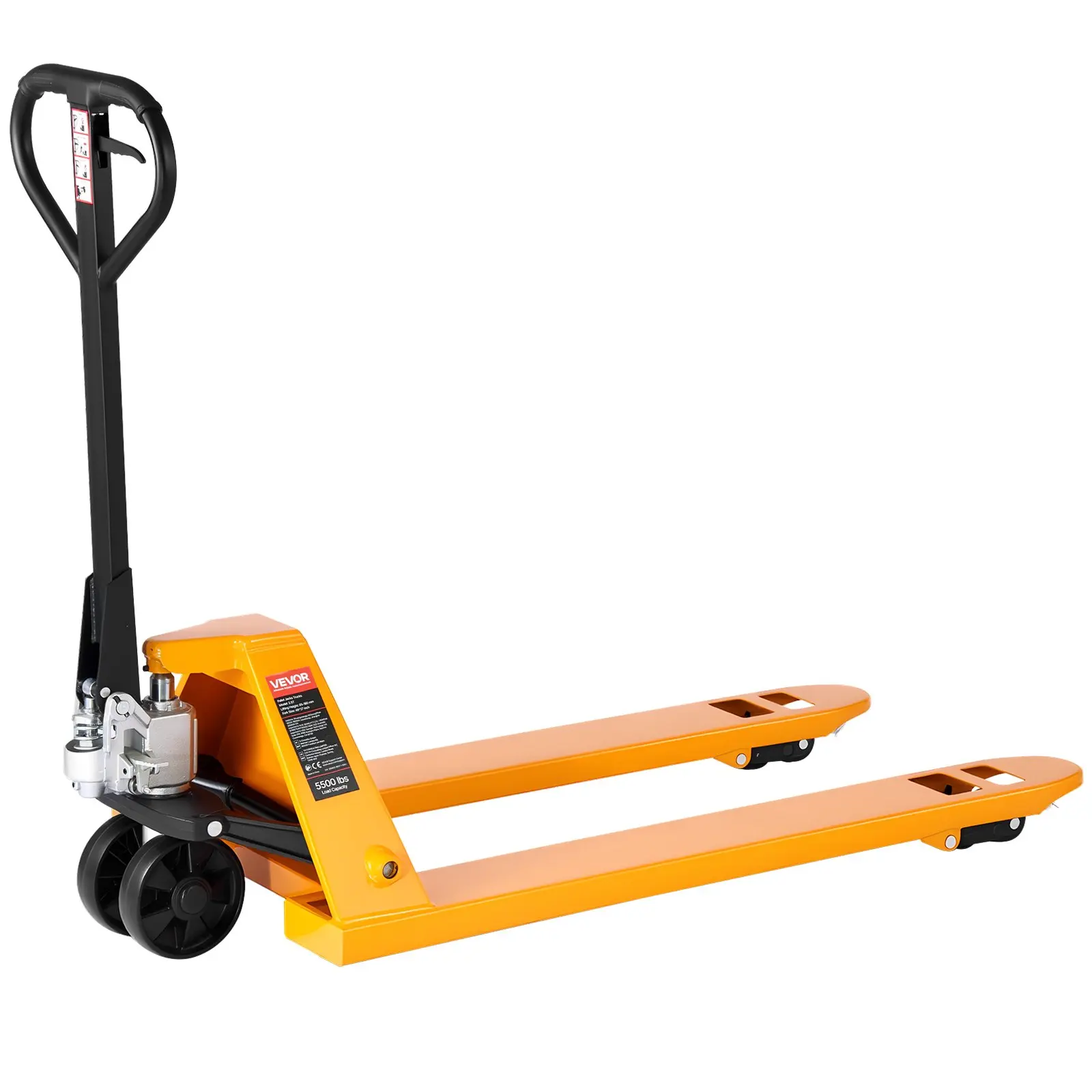 VEVOR Heavy Duty Manual Pallet Jack, 5500 lbs Load Capacity, Carbon Steel Pallet Truck with 48L x 27W in Forks, 3.35-7.1 in Lift Height, Lifts Load for Warehouse Material Handling (2.5T)