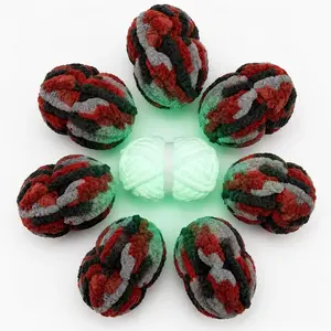 8 Pack Chunky Yarn for Hand Knitting, Jumbo Big Thick Chenille Yarns for Crocheting, Bulky Fluffy Blanket Yarn Include 1 Glow in The Dark and 7 Tie Dye Skeins, 221 yds 60.8 oz(Burgundy,Gray&Black)