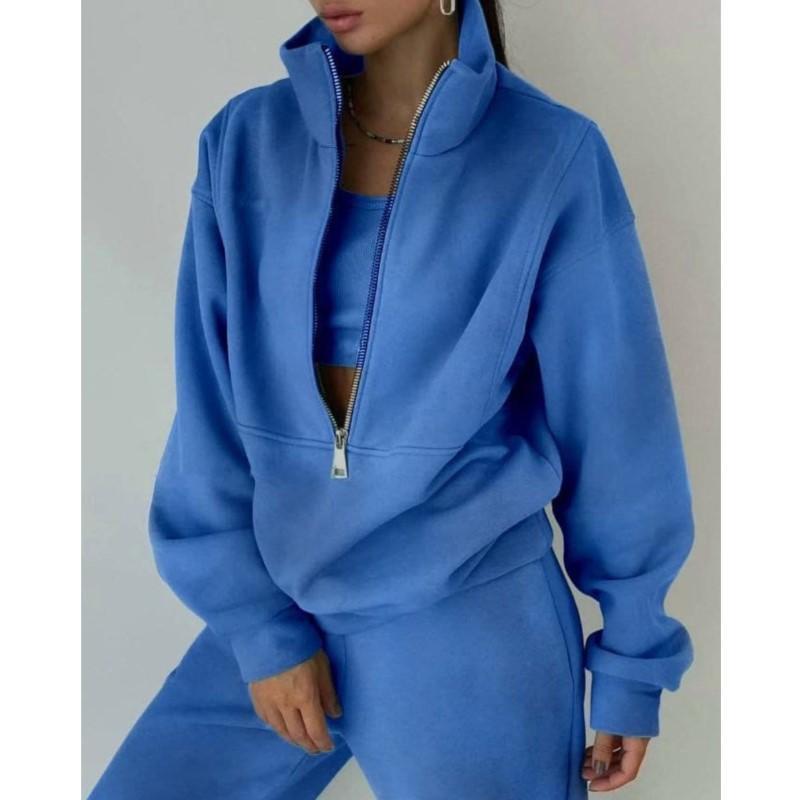 FashionSportsWearSetAutumnWinterNewComfortableWarmTwo-PieceSportsCasualWomen'sClothing Womenswear Suits