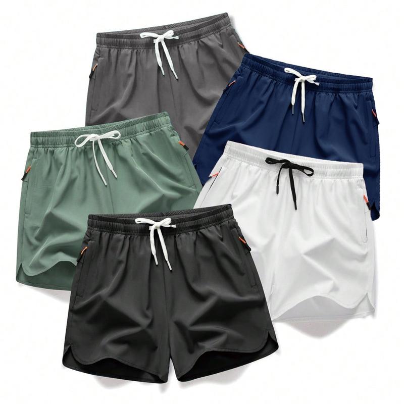 5-piece set Men's Drawstring Zipper Pocket Shorts, Casual ElasticWaist Beach Shorts for Summer, Breathable Men'sBottoms for Daily Wear Shorts Pack of 5  5 sense gifts for him Summer swim trunks with quick drying, breathable and icy feel tiktok shop deals