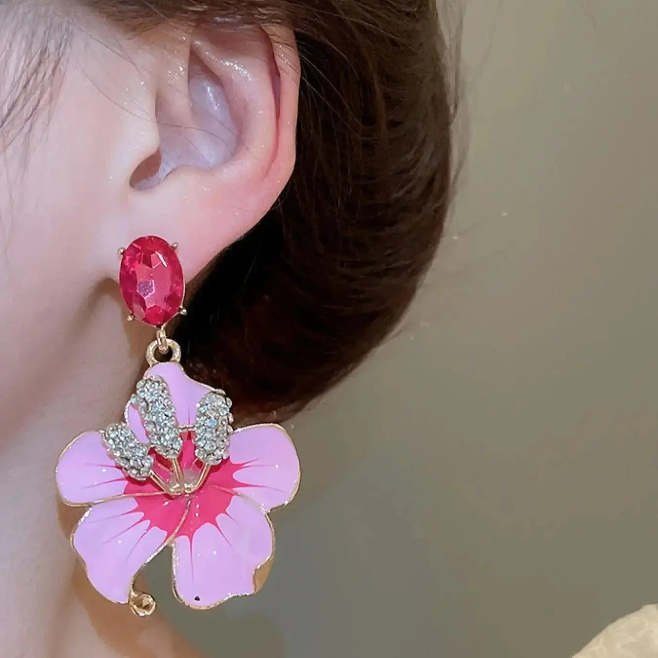 Fashionable Flower Design Dangle Earrings, Artificial Crystal Decorated Earrings for Women, Elegant Jewelry for Party, Daily Clothing Decor for Girl, Artificial Zirconia Earrings