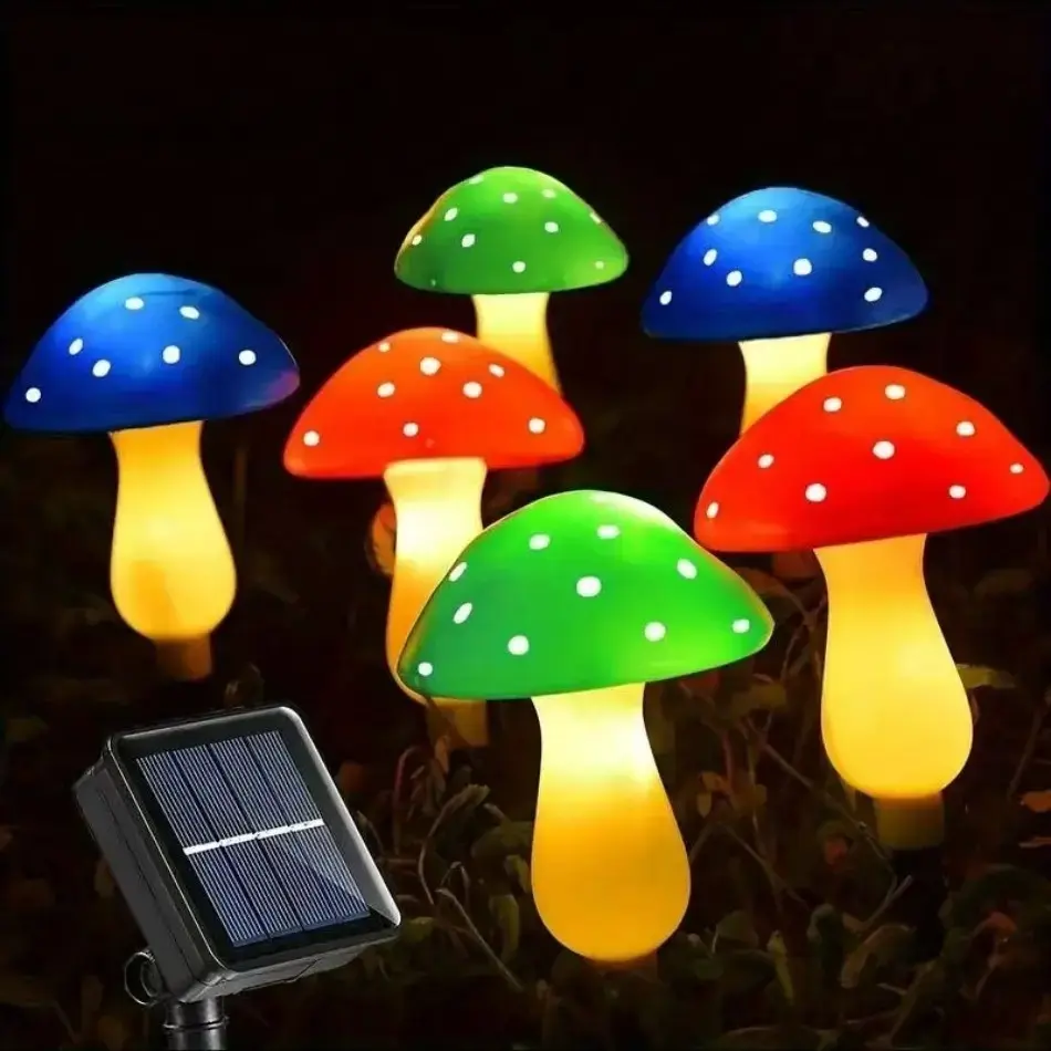 Solar LED Mushroom Landscape Stake Lights, Outdoor Waterproof Auto On‑Off Energy‑Saving Garden Pathway Lamps, Decorative Lighting for Lawn Patio Yard Courtyard Atmosphere Decoration