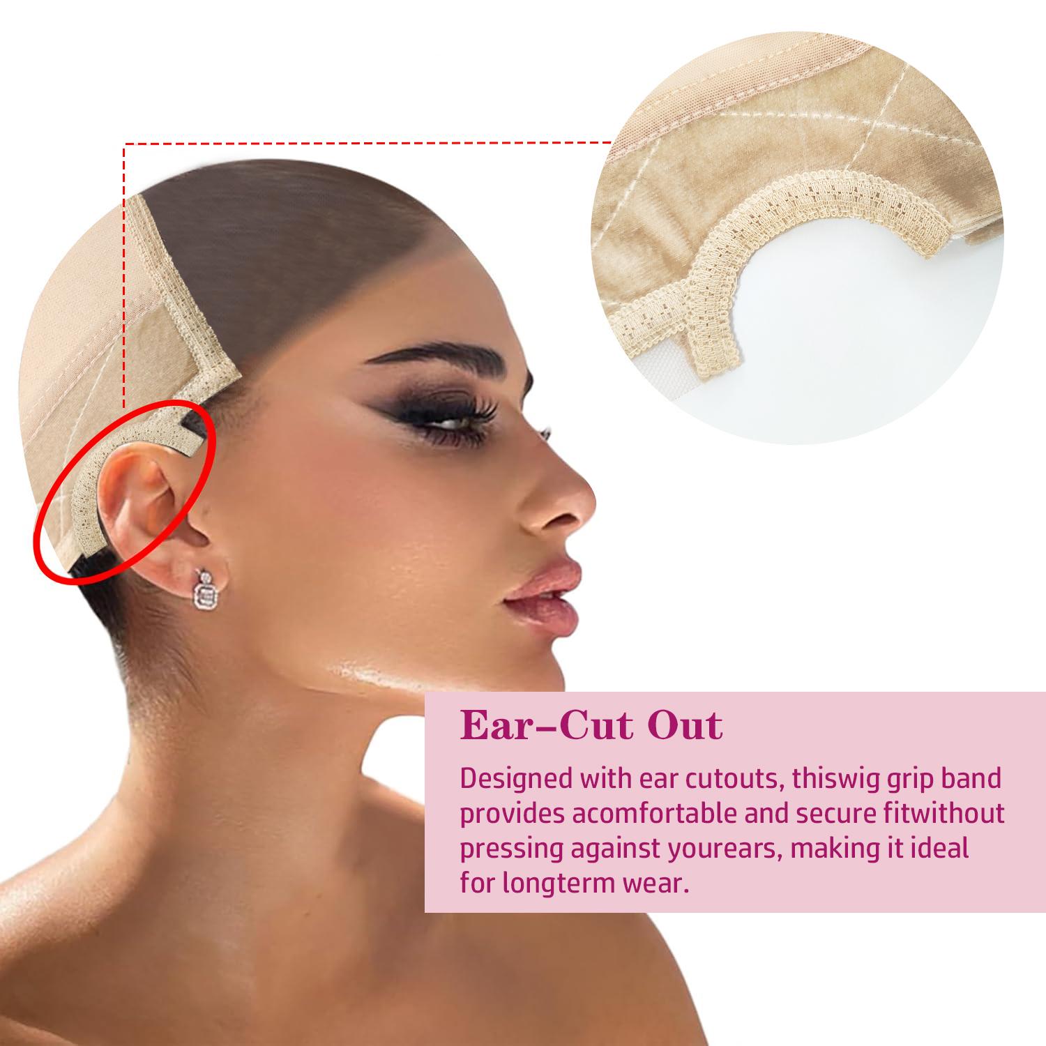 Lace Grip Wig Cap for Women, Transparent Lace Front Wig Caps, Non Slip Wig Gripper for Keeping Wigs in Place, Hair Weave Extensions, Wig Cap with Grip Headband, Wig Glue Alternative