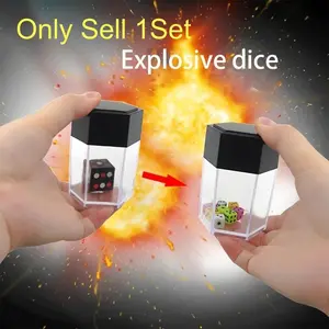 Magic Explosion Dice Set - Large to Mini Transformation Magic Trick Kit with Instant Shrinking Dice, Replaceable Ring Stand & Explosion Effect for Stage Performances, Parties, Magician Props (Novice-Friendly Magic Show Equipment)