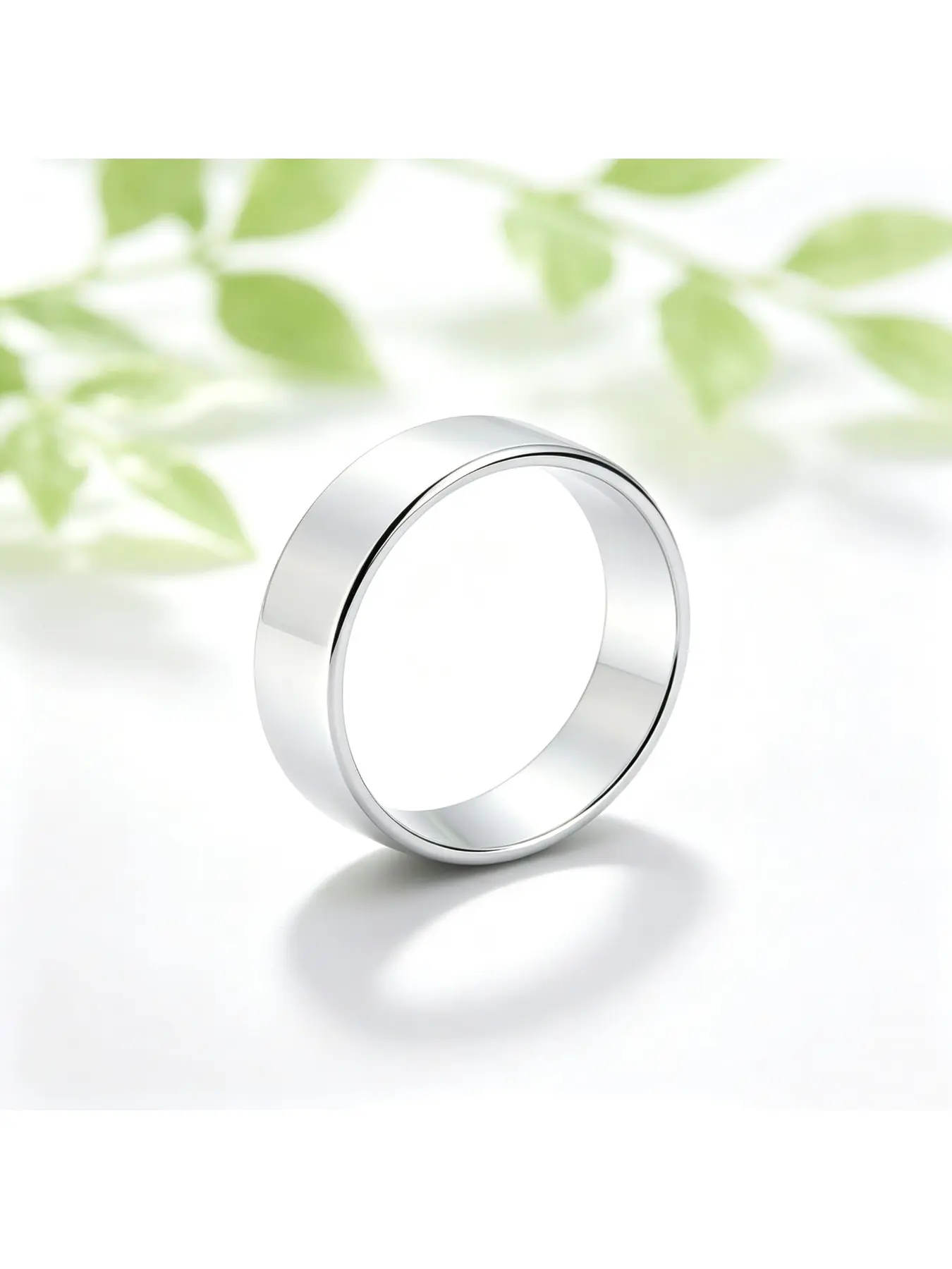 Wide Mirror Polished Plain Band Engagement Ring, Bridal Ring, Minimalist Luxury Gift for Women, Thick Smooth Shank for Everyday Wear, Versatile Band Jewelry for Valentine Christmas Mother’s Day Wedding Date Anniversary Gatherings
