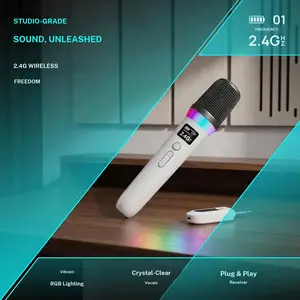Single/dual Wireless Microphone, Portable Handheld Mic with Receiver, 2.4g Rechargeable Karaoke Mic with Voice Effects, Home Ktv Use