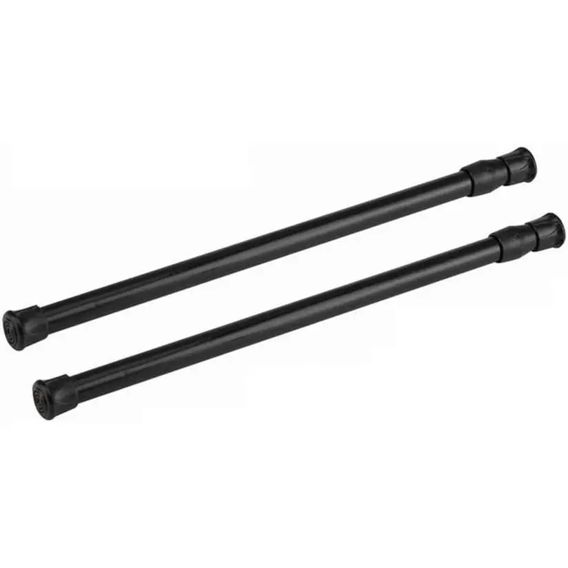 Spring Curtain Tension Rods, 2 Pack 11.8 to 20 Inches Cupboard Bars Tensions Rods Adjustable Extension Rod for Bathroom Window Closet refrigerator bar DIY Projects (Black)