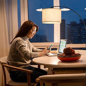 79'' Arc Floor Lamps for Living Room, Modern Standing Lamp with Adjustable Hanging Drum Shade, Black Tall Pole Lamp with Weighted Base & Edison E26 Socket, Corner Light for Reading Bedroom Office