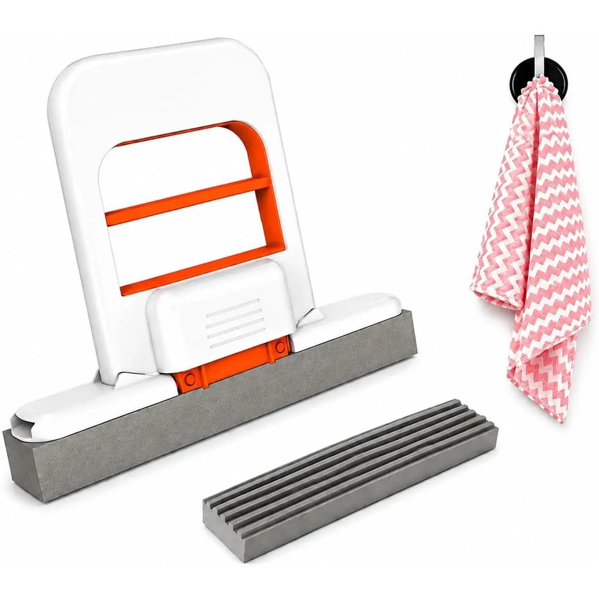 Handheld Mini Foldable Mop & Squeegee – Portable Sponge Cleaner for Kitchen Sink, Bathroom, Window Glass & Floor, Self-Squeezing Mop with Storage Holder
