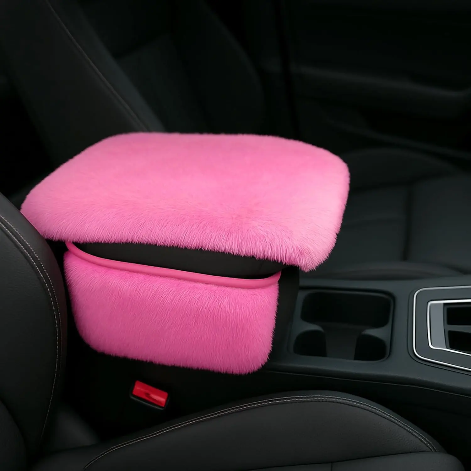 Armrest Cover with Side Pockets – Plush Fuzzy  Center Console Armrest Cushion Pad,  Winter  Interior Protector, Soft Arm Rest Cover with Storage for Women & Men ()