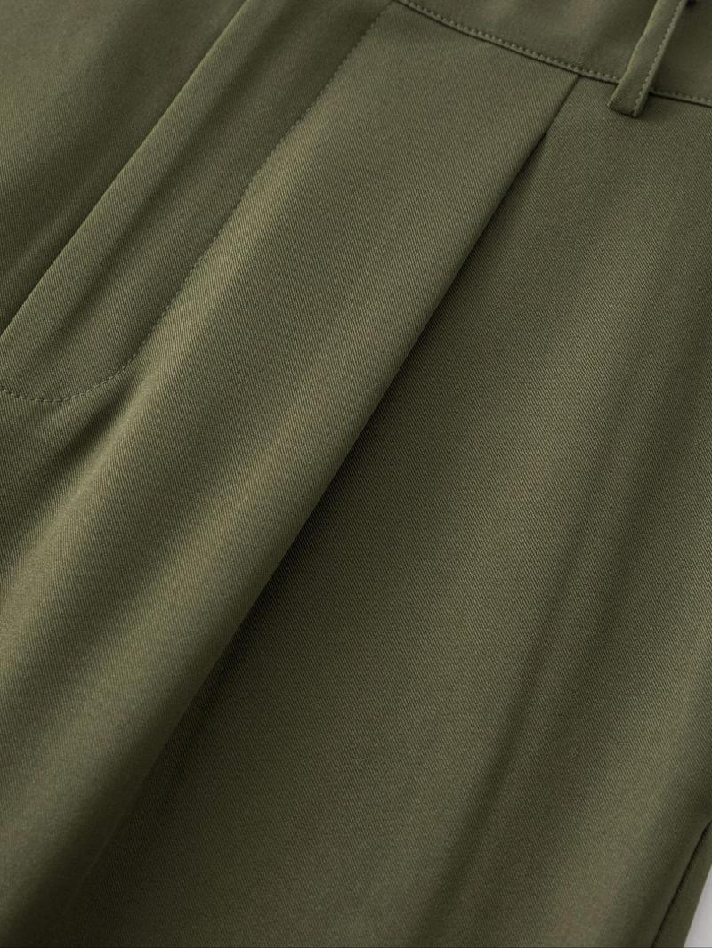 Women's Business Casual Plain Color Elastic Waist Button Fashion Pants, Fitted H-Type, All Seasons, Stylish and Comfortable