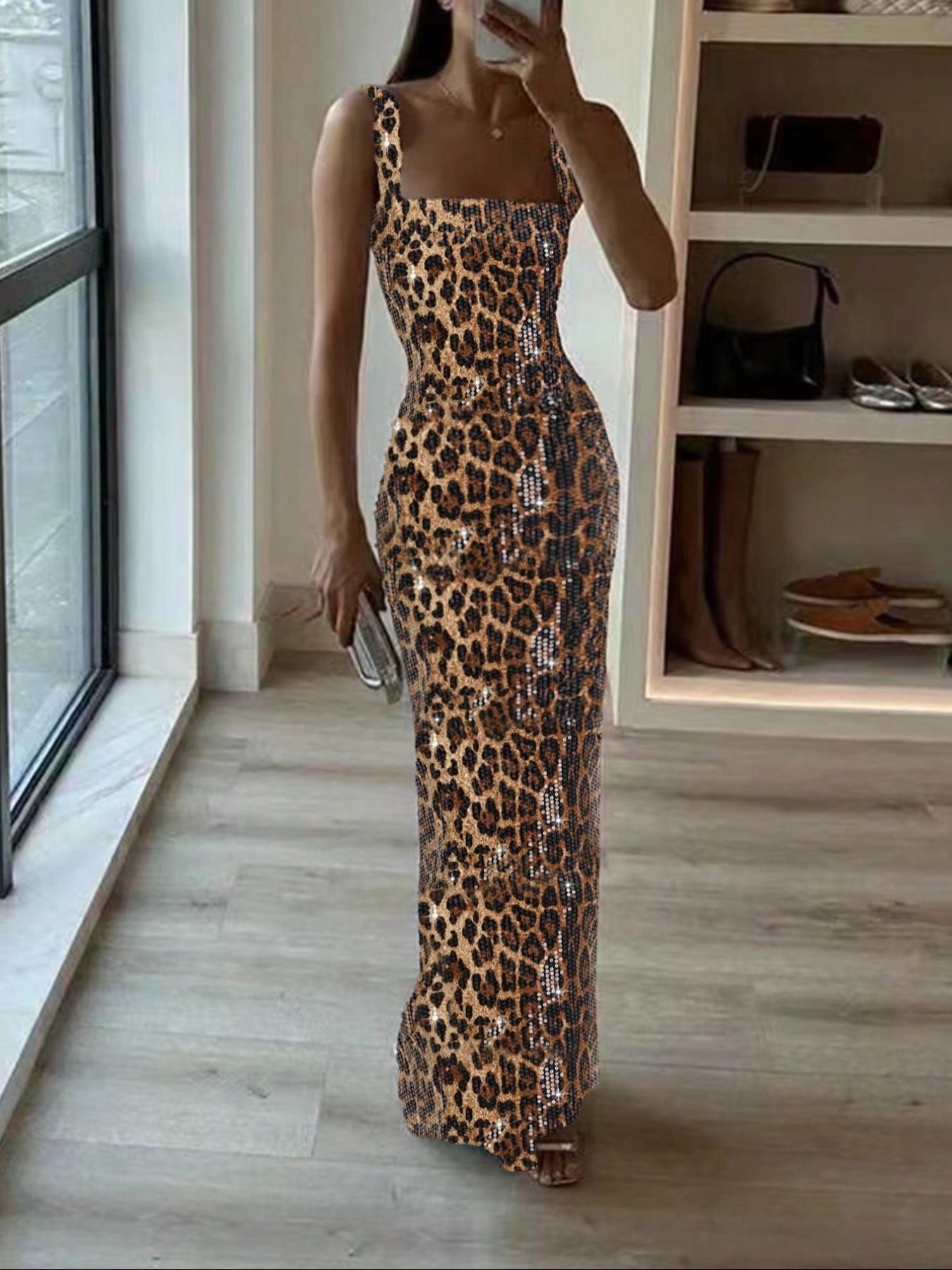 Women's Glitter Sequins Evening Dress, Elegant Sleeveless Evening Party Gown, Ladies Clothes for All Seasons, Formal Wear, Womenswear, Chic Elegant Fit, Chic Elegant Fitted