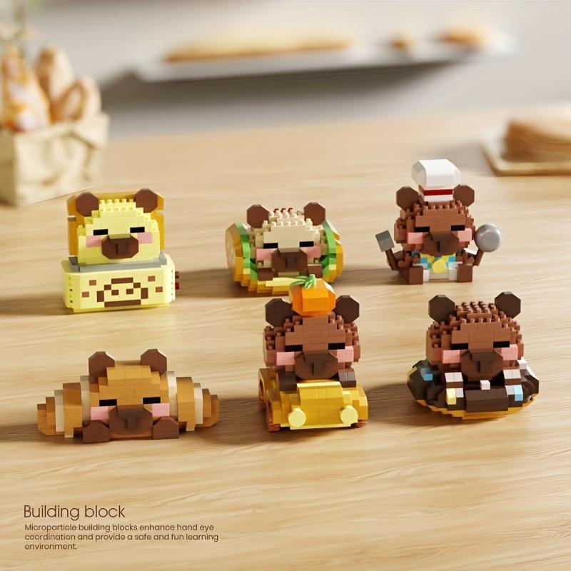 Capybara Chef Micro Building Blocks Set,  Cute Baking Piglet Mini Bricks Model, DIY Animal Puzzle Toy Gift for Kids & Adults
