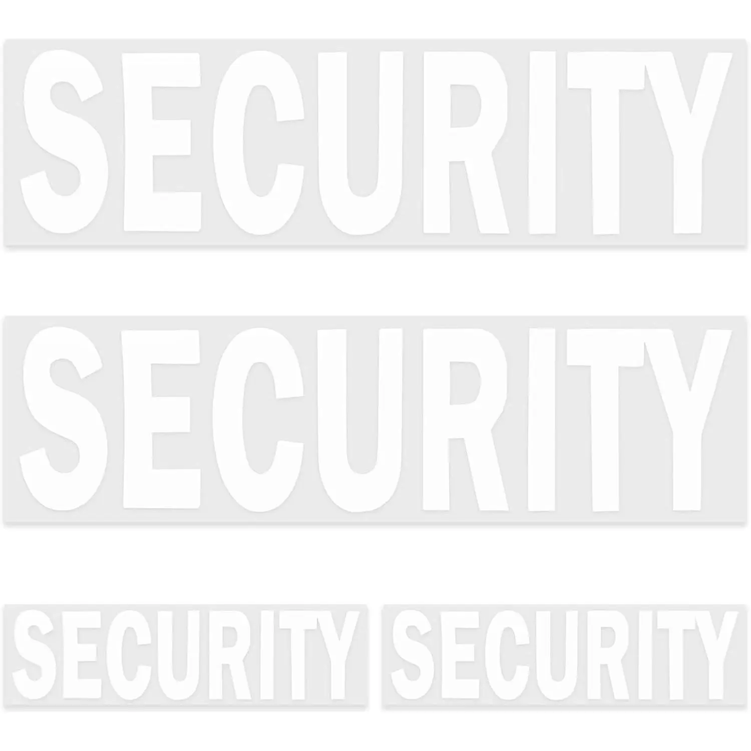 4 Pcs Heat Transfer Reflective Security Patches Iron On DIY Design for Shirts Jackets Vests Back, Small (5.6 x 1.5 in), Large (10.7 x 2.8 in)