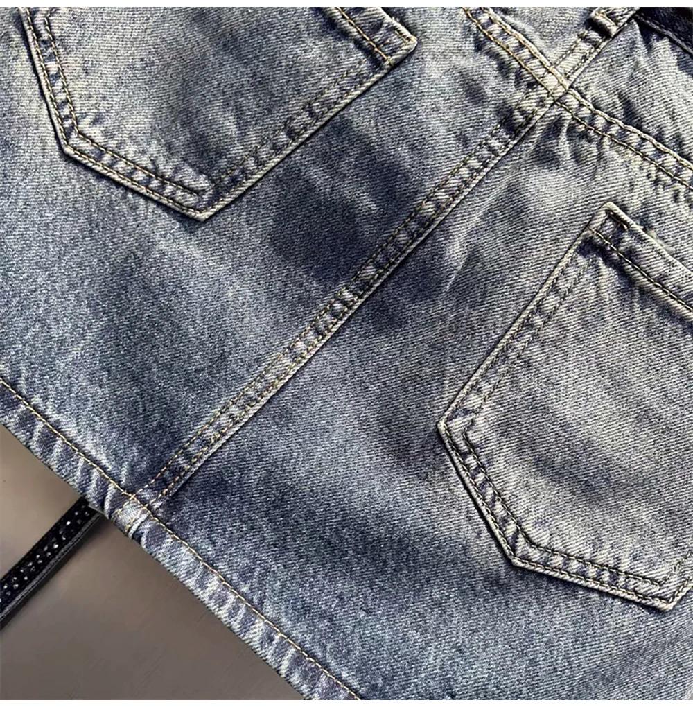 Oversize Retro Diamond Denim Mini Skirt for Women Summer High Waist Shiny Rivet Slim Skirts Gradient Black Grey Jean Skirts, Womenswear Bottom Palda Basic Minimalist