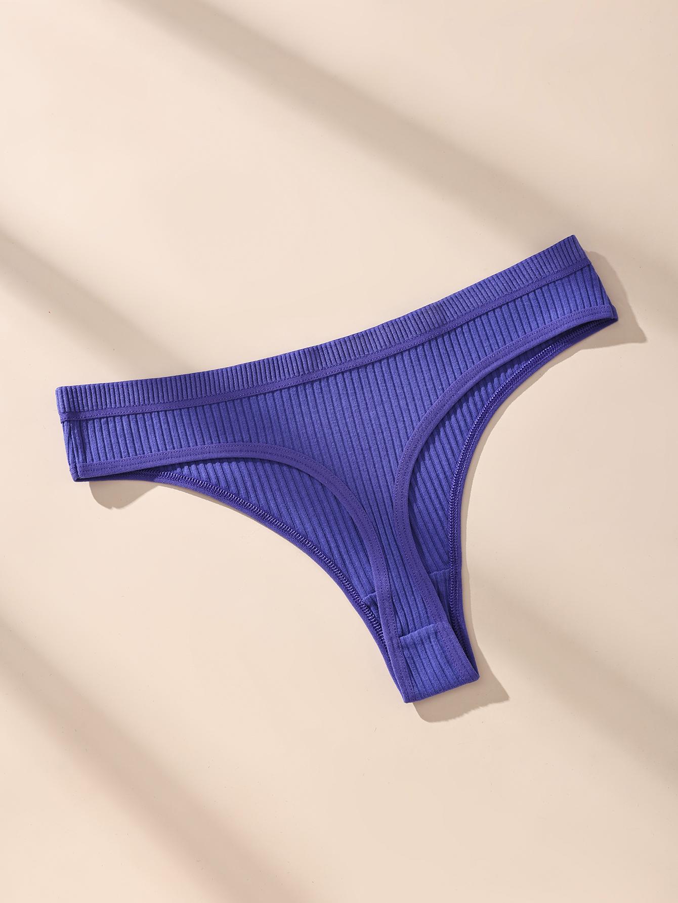 Hotcom Women's 14pcs Solid Drop Waist Cotton Thong Set Soft Comfy Basic Fit Breathable Ribbed Panty Underwear for Daily Wear All Seasons Casual Wear Machine Washable Elegance Lingerie Mixed Color Minimalist Style SpringStatements