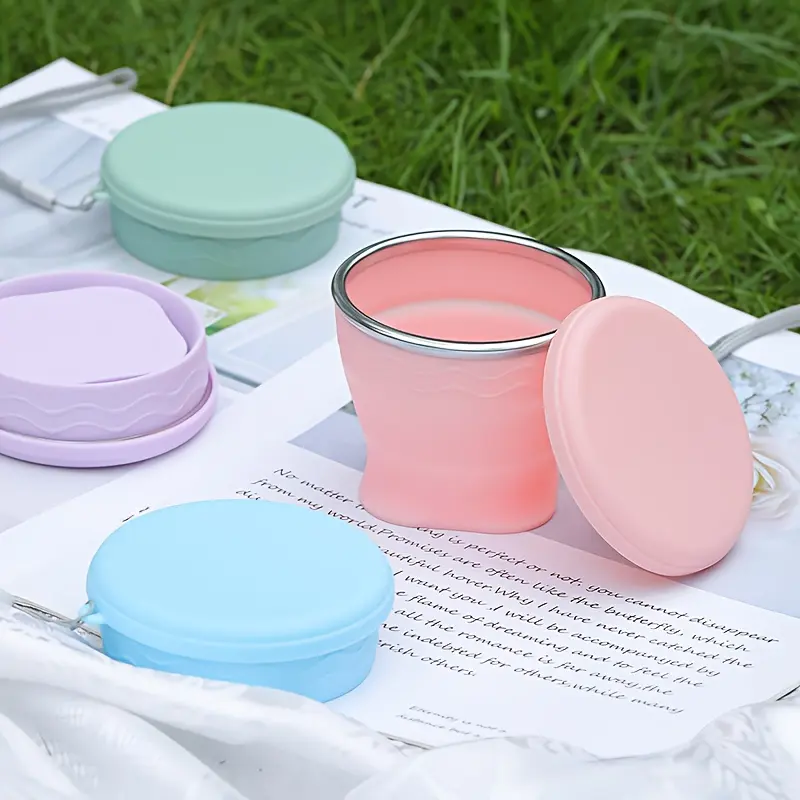 Portable Foldable Water Bridge Cup 6.76 oz Compressed Water Cup Stainless Steel Cup Outdoor Camping Travel Portable Cup Tea and Coffee Special Portable Cup